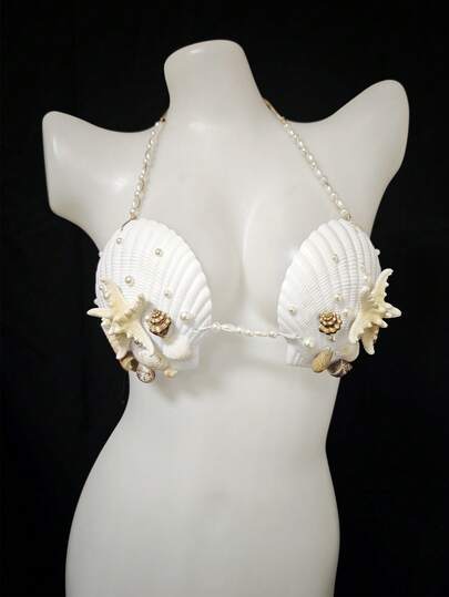 Bộ sưu tập trang sức bikini thủ công mới Xuân/Hè 2026, vỏ sò, sao biển, dây chuyền thân hình vỏ sò, dây chuyền ngực gợi cảm unisex, vòng cổ ngọc trai, phụ kiện áo ngực trong suốt độc đáo, thích hợp cho bãi biển, tiệc tùng, kỳ nghỉ, hộp đêm, lễ hội âm nhạc.