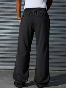 男士休闲宽松口袋工装裤，哥特风长裤，多巴胺色，工装裤，户外功能性款式，男士休闲裤，运动裤，宽松斜纹裤，功能性长裤，跑步裤，宽松运动裤，跑步裤，宽松工装裤，送给老公和男友的礼物 - 黑色 - 查看 2