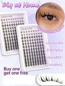 140/144片C型卷翘漫画风假睫毛簇，8-16毫米混合，柔软自然妆效，DIY单根假睫毛，易于使用且可重复使用，适合日常妆容 - C - 查看 15