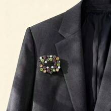 1枚时尚简约方形水钻胸针，百搭日常服饰及包包配饰 - 彩色 - 查看 2