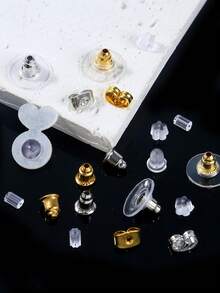 200/600个耳钉背扣，10种款式透明塑料耳钉金属橡胶硅胶耳钉背扣子弹头耳堵替换套装，适用于鱼钩耳钉、耳环 - Earring Backs - 查看 7