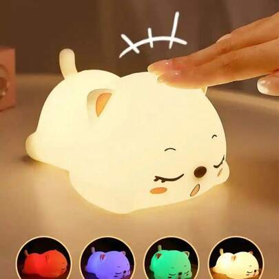 LED Creative Cute Kitten Nightlight Girl Cartoon Cat Doll Decomp