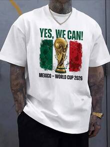 United World Cup Football T-Shirt White World Cup Trophy And Stars Graphic Print For Sports Fans And Events - 白色25 - 查看 2