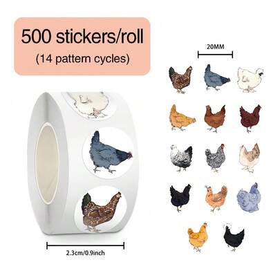 Hen Roll Stickers, Convenient Decorative Stickers, Reward Stickers, 500pcs