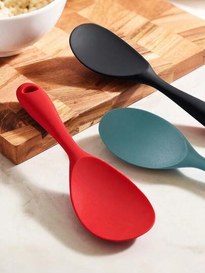 1pc Non Stick Heat-Resistant Silicone Rice Spoon - Ergonomically Designed, Durable, Easy To Clean, Suitable For Rice, Salad, Mashed Potatoes, Etc., Suitable For Rice Cookers, Pots And Pans, Dishwashers - Multiple Colors To Choose From, Kitchen Supplies, Household Items, Home Decoration, Female Gifts, Male Gifts, Family Gifts