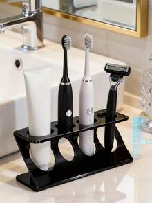 1个浴室台面牙刷架，黑白两色可选，多功能家用浴室配件，旅行牙刷架和桌面收纳架 - 彩色 - 查看 6