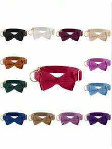 Adjustable Dog Collar With Bow Tie, Metal Buckle Velvet Small Dog Collar Gift, Durable & Cute Collar Suitable For Small, Medium And Large Dogs (Random Old/New Style) - Multicolor - View 8