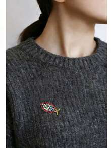 1pc Rainbow Jesus Fish Badge - Christian Fish Symbol Brooch, Suitable For Religious Gifts And Backpack Decoration - Multicolor - View 6