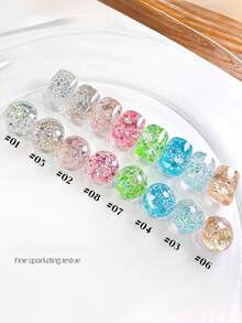 Mec 12ml 日本梦幻炫彩闪粉凝胶指甲油，8 色春夏限定款，粗细混合凝胶，彩虹闪光效果，蓝绿粉金，UV/LED 可卸，防脱落，沙龙品质，适合可爱、仙女、新娘和节日美甲。 - 彩色 - 查看 5