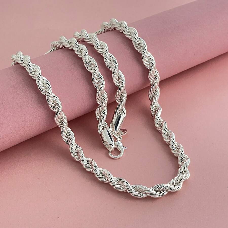 1pc Women's Silver Twisted Link Bracelet - Silver - View 1
