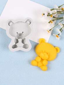 1pc Cute Teddy Bear Handmade Clay Mold, DIY Plaster Aromatherapy Silicone Mold - Grey - View 9