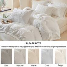 Bộ 2/3 món phong cách Bohemian màu trắng, chất liệu jacquard, có nơ và tua rua, thêu họa tiết cổ điển, mềm mại và thoáng khí, có thể giặt máy, quà tặng cho phụ nữ, trang trí nhà cửa, phù hợp cho phòng ngủ, phòng khách, cỡ Queen, King (1 vỏ chăn + 1/2 vỏ gối, không kèm ruột chăn) - trắng - Xem 6