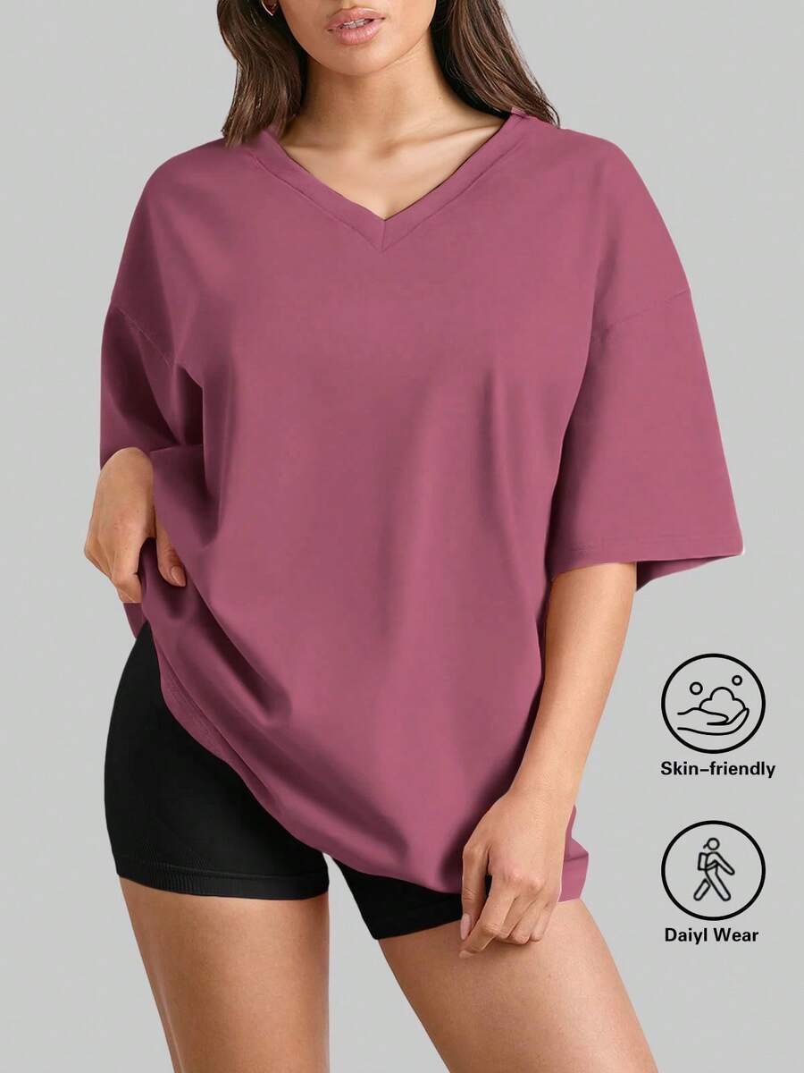 SUPEKYKO Damen Oversize T-Shirt in Große Größen - Locker sitzender Fitness-Top, geeignet für Fitness, Yoga und Freizeitbekleidung | Ganzjährig Sommersport