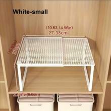 1pc Heavy Duty Adjustable Height Closet Shelf, Space Saving Metal Tiered Storage Rack With Easy Installation, Metal Material, Bedroom Wardrobe Organization Style, Expandable Tiered Pattern, Vertical Storage Shelf For Clothes Shoes Cabinets, Compatible With Wardrobes Shoe Cabinets - Multicolor - View 14