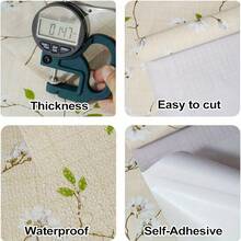 1卷田园藤蔓花卉防水可移除自粘壁纸，适用于宿舍、卧室、书桌、客厅家具翻新，易于安装，45厘米/100*300/500厘米 - 黃色 - 查看 11