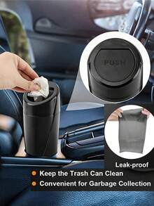 3/4/5/6pcs Leak-Proof Mini Car Trash Can With Lid, Cup Holder Design Car Trash Can, Comes With Multiple Trash Bag Rolls, Multi-Functional Storage Bin Suitable For Car, Home And Office - Style a - View 7