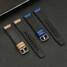 1PC 22mm Hybrid PU Leather & Silicone Watch Band Compatible With Samsung Galaxy Watch 6 Classic 47mm 46mm Galaxy Watch 6 40mm 44mm - 22mm - View 4