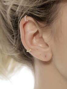 10件套Y2K复古风不锈钢20G鼻环套装，镶嵌闪亮立方氧化锆和叶子吊坠，适合女性日常佩戴和约会。 - 多款式 - 查看 9