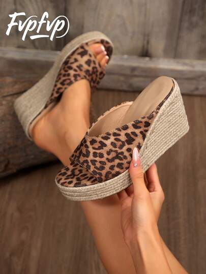 FVPFVP Summer New 15cm Platform Wedge Slippers, Super High Heel Waterproof Woven Strap Outdoor Fashion Versatile Women Shoes
