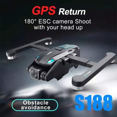 The New GPS Drone, S188 Drone, Is Equipped With An 8K Camera, Brushless Motor, Long-Distance Quadcopter, Obstacle Avoidance Function, Optical Flow Positioning, Gesture Photography, Automatic Return And Follow Function, Foldable Design, Comes With 2 Batteries And Storage Box, And Can Be Used Both Indoors And Outdoors. It Is The Best Choice For New Year's Gifts And Christmas Gifts.