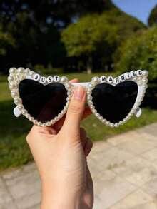 Gafas de boda compatibles para novia y novio con tinte - Montura de imitación, serie especial europea para boda, fiesta de boda, accesorios fotográficos, despedida de soltera - Gafas de disfraz románticas - Ver 4