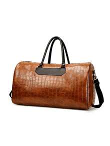 1 pieza Bolsa de viaje de fin de semana para hombres, bolso de mensajero de gran capacidad con diseño de estampado de tiburón, bolso de mano, bolso deportivo casual de moda, bolso de hombro para viajes, de piel de PU resistente a los arañazos, bolsa de equipaje para deportes, camping y viajes, bolsa de senderismo - Multicolor - Ver 3