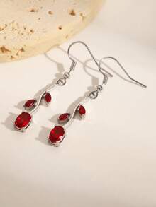 一对时尚锆石叶子花朵水滴耳环，奢华优雅设计，适合女性日常、婚礼、约会及各种场合佩戴。 - 銀色 - 查看 13