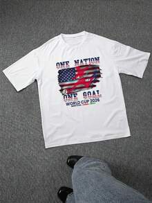United World Cup Football T-Shirt White World Cup Trophy And Stars Graphic Print For Sports Fans And Events - 白色13 - 查看 1