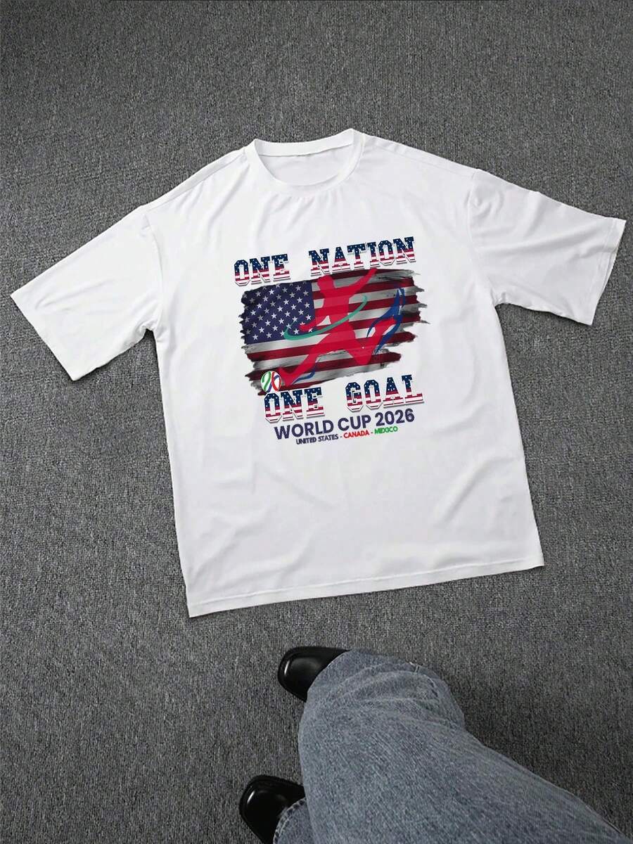 United World Cup Football T-Shirt White World Cup Trophy And Stars Graphic Print For Sports Fans And Events - 白色13 - 查看 1