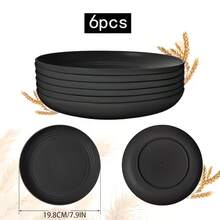 Bộ 6 đĩa nhựa không vỡ – Đĩa ăn tối, đĩa trái cây, đĩa ăn nhẹ, đĩa tráng miệng, đĩa salad, đĩa mì Ý – Nhẹ và an toàn khi rửa bằng máy rửa chén – Hoàn hảo cho gia đình, dã ngoại, cắm trại, tiệc tùng, xe nhà lưu động, nhà bếp, ký túc xá – Lý tưởng để phục vụ thức ăn và món tráng miệng – Phụ kiện bàn ăn thiết yếu - màu đen - Xem 12