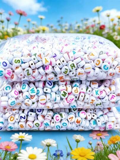 50/100/200/300/500/1000/2000pcs Colorful Acrylic Letter Beads, Suitable For DIY Jewelry Making, Crafts, Necklaces, Bracelets, Keychains Decoration