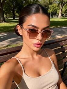1pc Square Plastic Full Frame Popular Design Hot Girl Style Perfect Best Friend Style Fashion Eyeglasses For Vacation Outfits,Street Snap,Musical Festival,Party Fashion Accessories Suitable For All Face Shapes - Multicolor - View 10