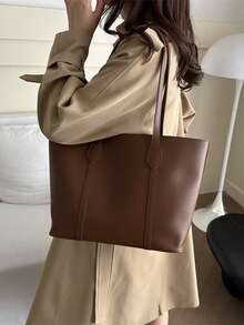 Túi Tote Đa Năng Cho Nữ Đi Làm & Sử Dụng Hàng Ngày - Cà phê nâu - Xem 2