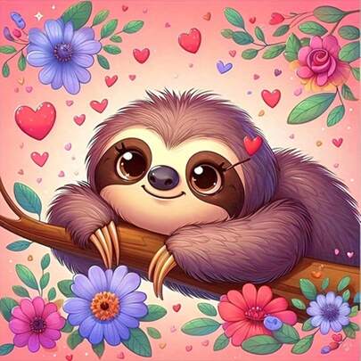 5D Diamond Painting Kit - Full Round Diamond, Sloth Pattern, Acrylic Craft Set For Home Decor, Frameless Diamond Painting Kit Creative Gift