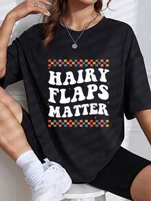 100% Cotton Unisex Funny Saying Inappropriate Rude Joke Hairy Flaps Matter T-Shirt Casual Fashion Top - 黑色 - 查看 6