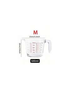 1pc Heat-Resistant Glass Measuring Cup With Markings, Large Capacity Stackable For Easy Storage, Coffee Measuring Cup With Spout Design For Easy Pouring, Transparent Container For Baking, Multipurpose Kitchen Tool Suitable For Kitchen, Baking And Microwave, With Precise Markings And Ergonomic Handle - Transparent - View 12