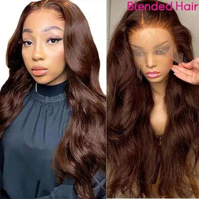 PQL 200% Density 34 Inch Body Wave Hair Wigs Natural Black Color 13x4 13x6 HD Transparent Lace Frontal Wigs Pre Plucked Hairline Wigs 24 Inch Glueless Human Blended Hair Wig Body Wave Human Blended Hair Women's Fashion Wig Suitable For Daily Wear Or Gatherings