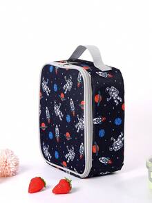 小號宇航員午餐袋,適合兒童、男孩、女孩,可重複使用隔熱冷藏手提袋,兒童午餐盒,適合返校、旅行、海灘、野餐 - 藏蓝色 - 查看 8
