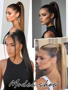 Ponytail Extension,24" Claw Clip In Ponytail Long Straight Pony Tails Hair Extensions Synthetic Hairpiece For Women - Multicolor - View 6