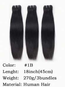 #1B 12A 真人发束 14-32 英寸直发 未经加工 编织发 3 束 真人发 自然黑 - Natural Black - 查看 12
