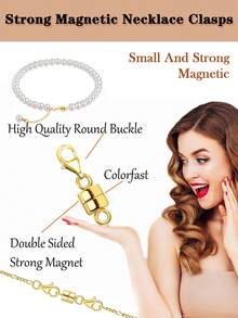 14K Gold & Silver Magnetic Clasp With Lobster Clasp, Suitable For Necklace Extension Chain And Bracelet Closure - Multicolor - View 6