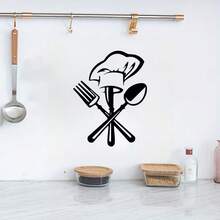 1 miếng dán vinyl hình mũ đầu bếp và dụng cụ nhà bếp, có thể tháo rời, tự dính, chống thấm nước, thích hợp cho phòng ăn, nhà bếp, phòng khách và trang trí nhà cửa. - Nhiều màu - Xem 6