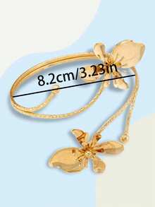 1pc Elegant And Minimalist Design With A Fresh And Sweet Golden Enamel Glaze Craftsmanship, Flower Opening Arm Ring - Gold - View 4