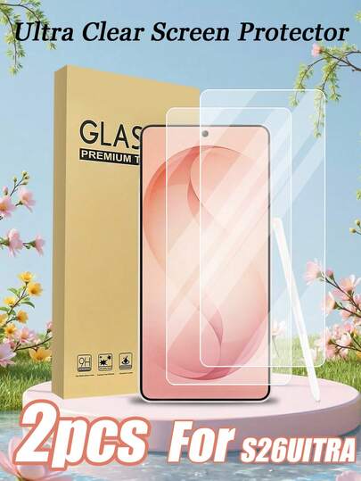 2pcs Ultra-Clear Tempered Glass Screen Protector, Made Of Premium Thin Material With Smooth Surface, Preventing Scratches And Fingerprints, Water-Resistant, Anti-Shock, Precise Cutouts Compatible With Most Phone Cases, Suitable For Library, Home Gathering, And Outdoor Activities