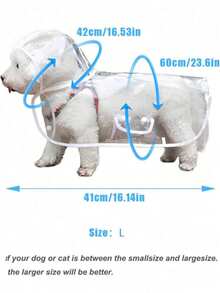 防水透明宠物雨衣，适合小型犬，简约柔软，便携透气，带反光条和可调节帽子，春、夏、秋、冬户外必备礼物 - 無色 - 查看 3