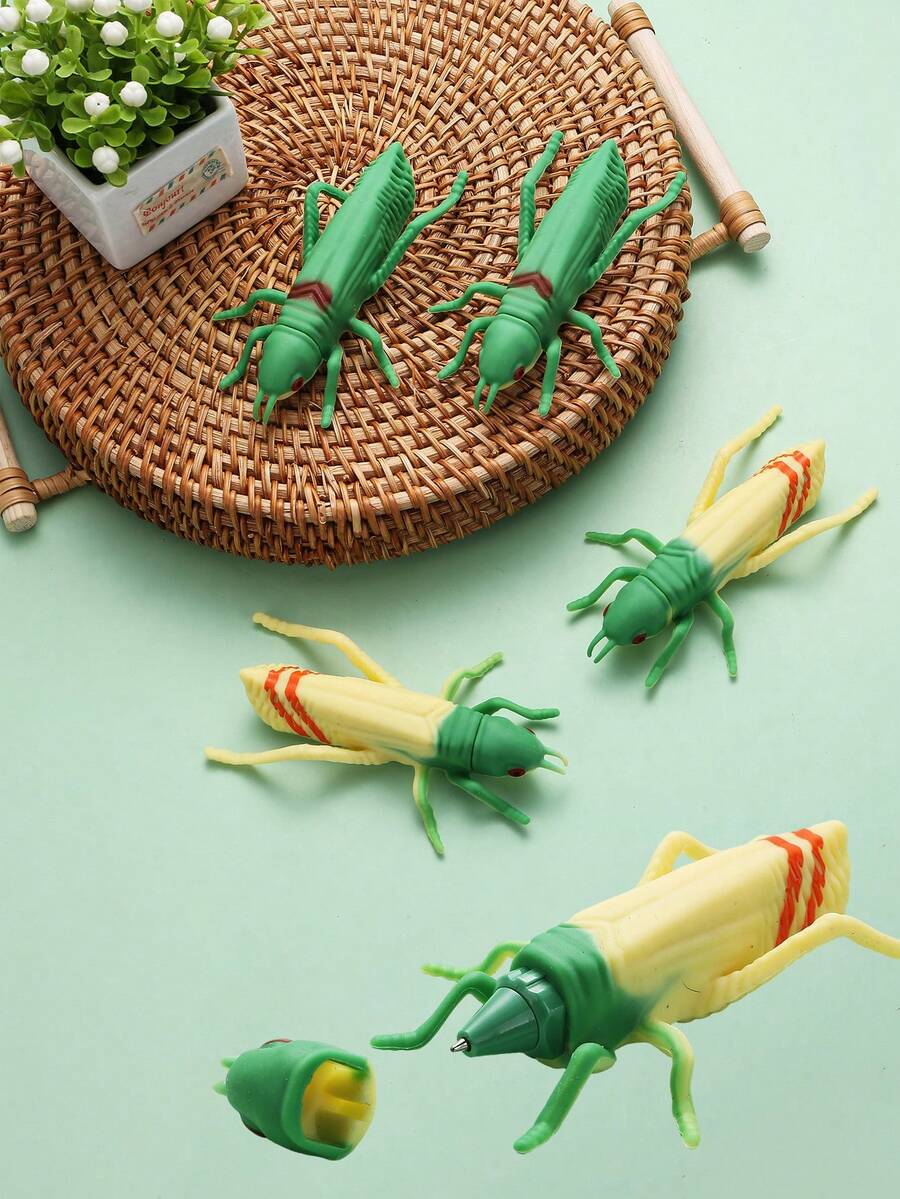 Pack Of 2 Creative Simulated Locust Ballpoint Pens, Student Gel Pens With Silicone Casing. Writing Pens, Signature Pens, Student Writing Supplies, Back-To-School Gift, Student Gift, Simulated Insect Pens.