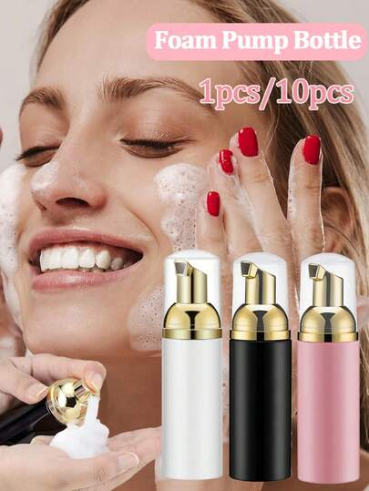 1pc/10pcs Soap Foam Bottle Empty Plastic Foam Dispenser Bottle Travel Size Foam Dispenser For Lash Shampoo,Hand Soap, Foaming Cleaner(Pink/BlackWhite)