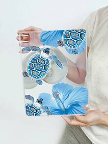 1pc Blue Sea Turtle & Hibiscus Flower Print Protective Case, Transparent TPU Shockproof Protective Cover, Tropical Coastal Aesthetic Design, Compatible With Cases, 11th Generation - Clear - View 23