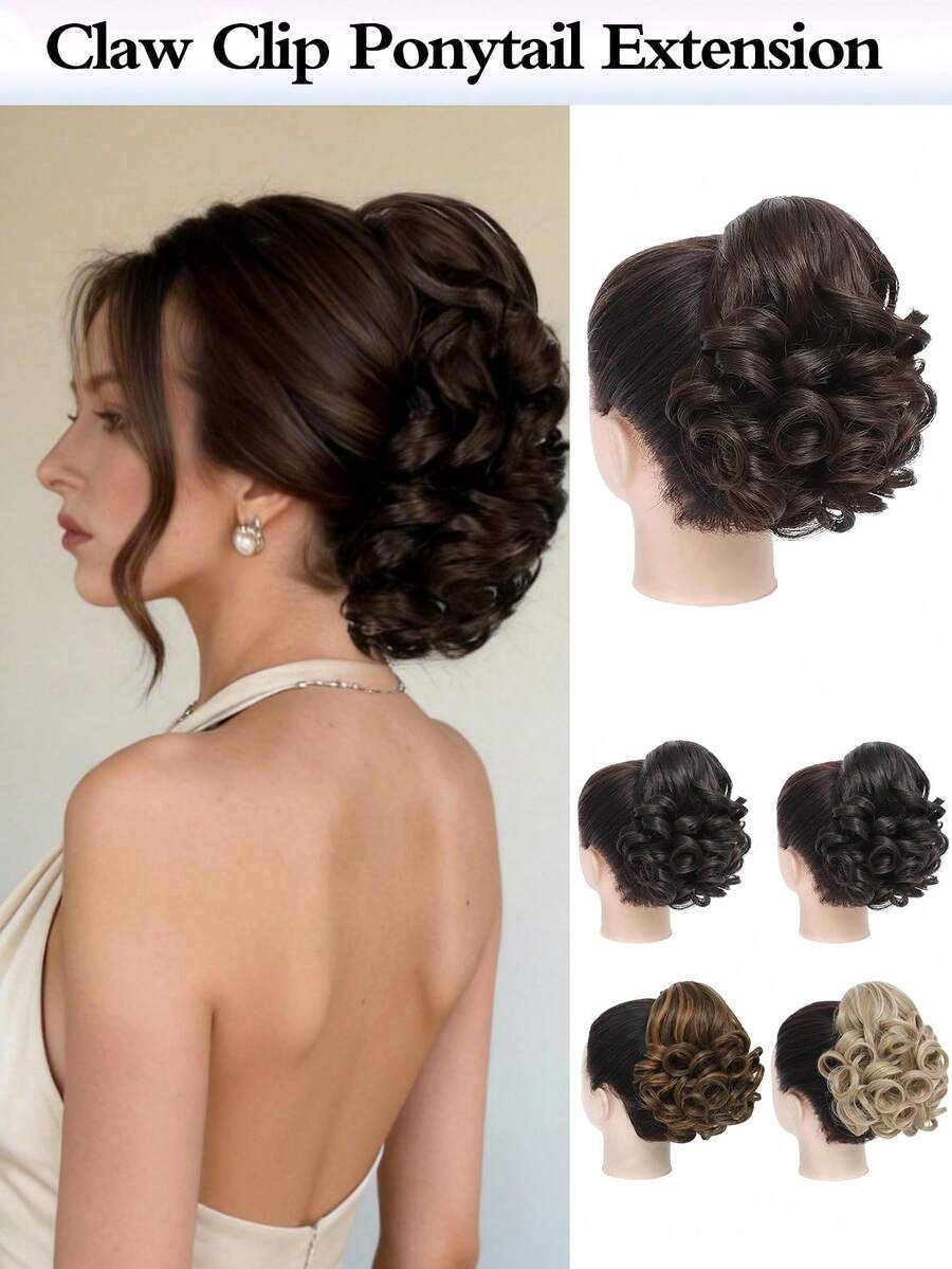 10-Inch Deep Wavy Heat-Resistant Synthetic Claw-Shaped Ponytail Wig, Available In Multiple Colors, Suitable For Women To Wear To Parties And Everyday Occasions. - Multicolor - View 1