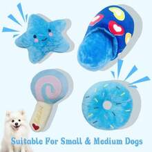 PETSIN Bộ 4 búp bê thú nhồi bông hình cún con có âm thanh, búp bê gặm dễ thương dành cho chó nhỏ, nhiều kiểu dáng khác nhau. - Nhiều màu - Xem 15